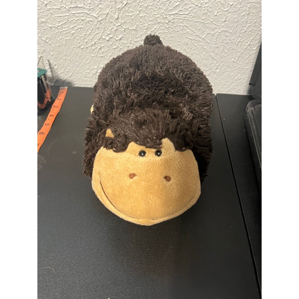 Pillow Pets‎ Pee-Wees Monkey Brown Tan Plush 11 inch Small Folding Travel Pillow